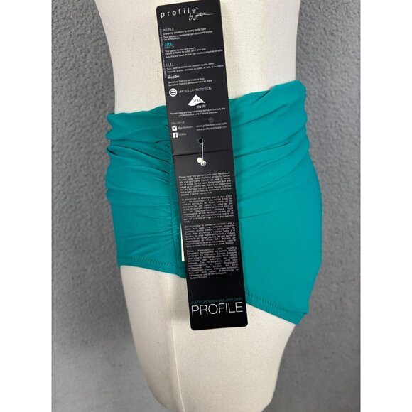 Gottex High Waisted Ruched Swimsuit Bikini Bottom Green Size 6 New With Tag's. - Picture 7 of 8